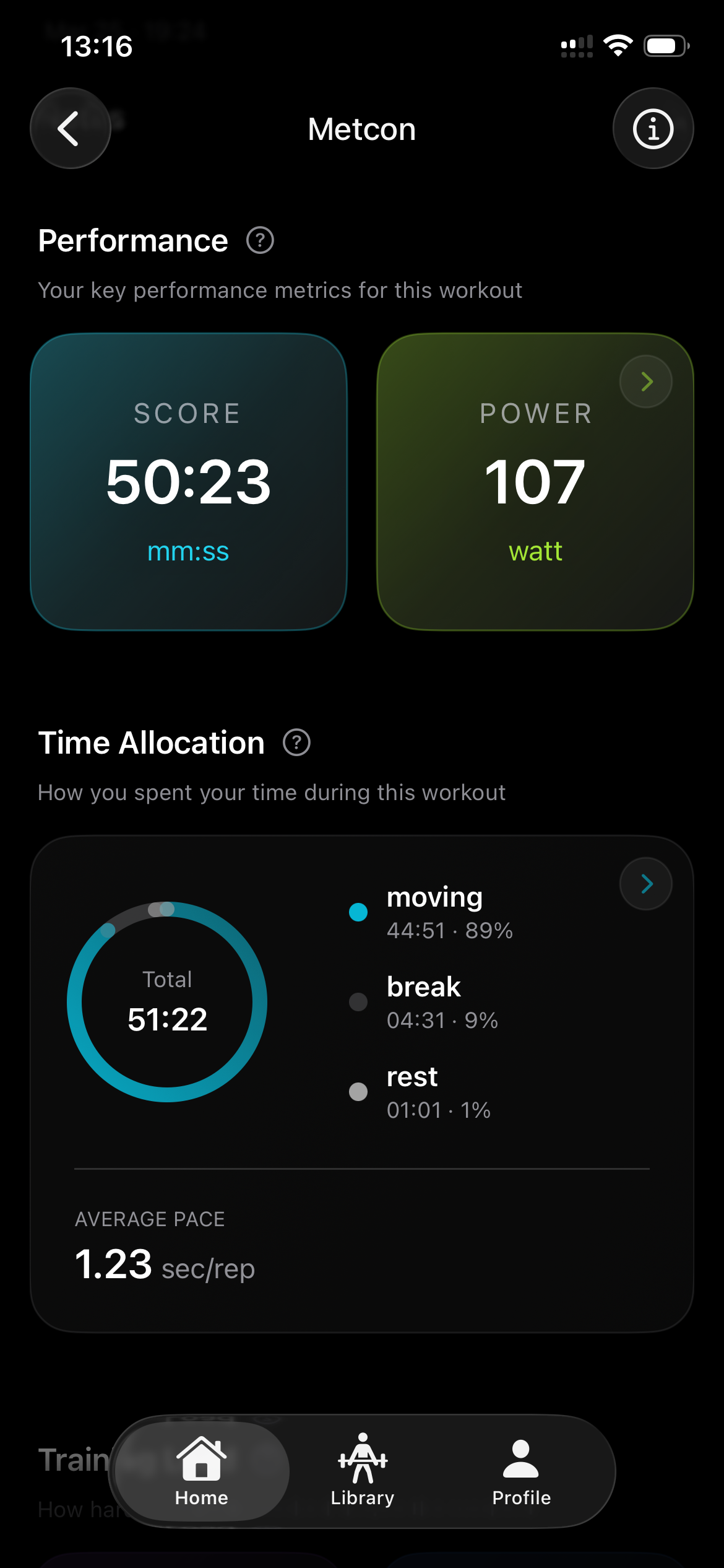 Workout performance dashboard